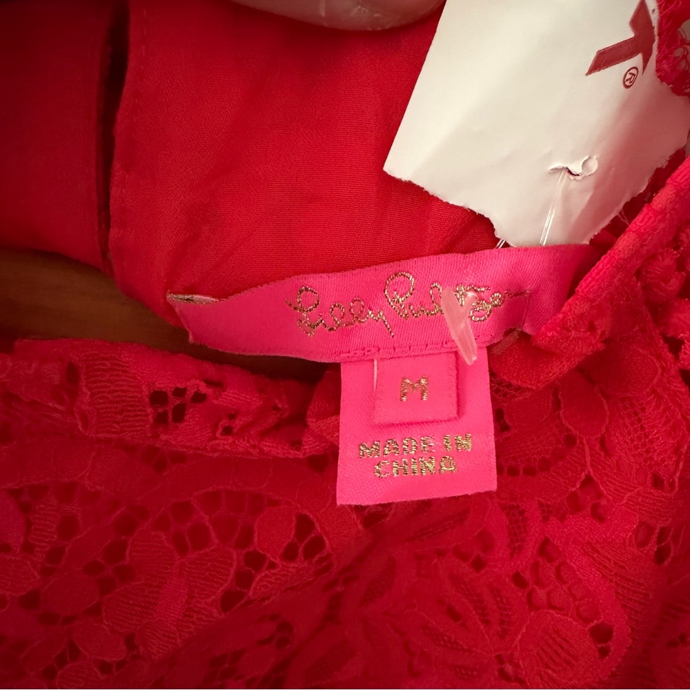 Lilly Pulitzer Red Lace Dressy Blouse M NWOT | Evening & Event Valentines Day - Picture 3 of 6